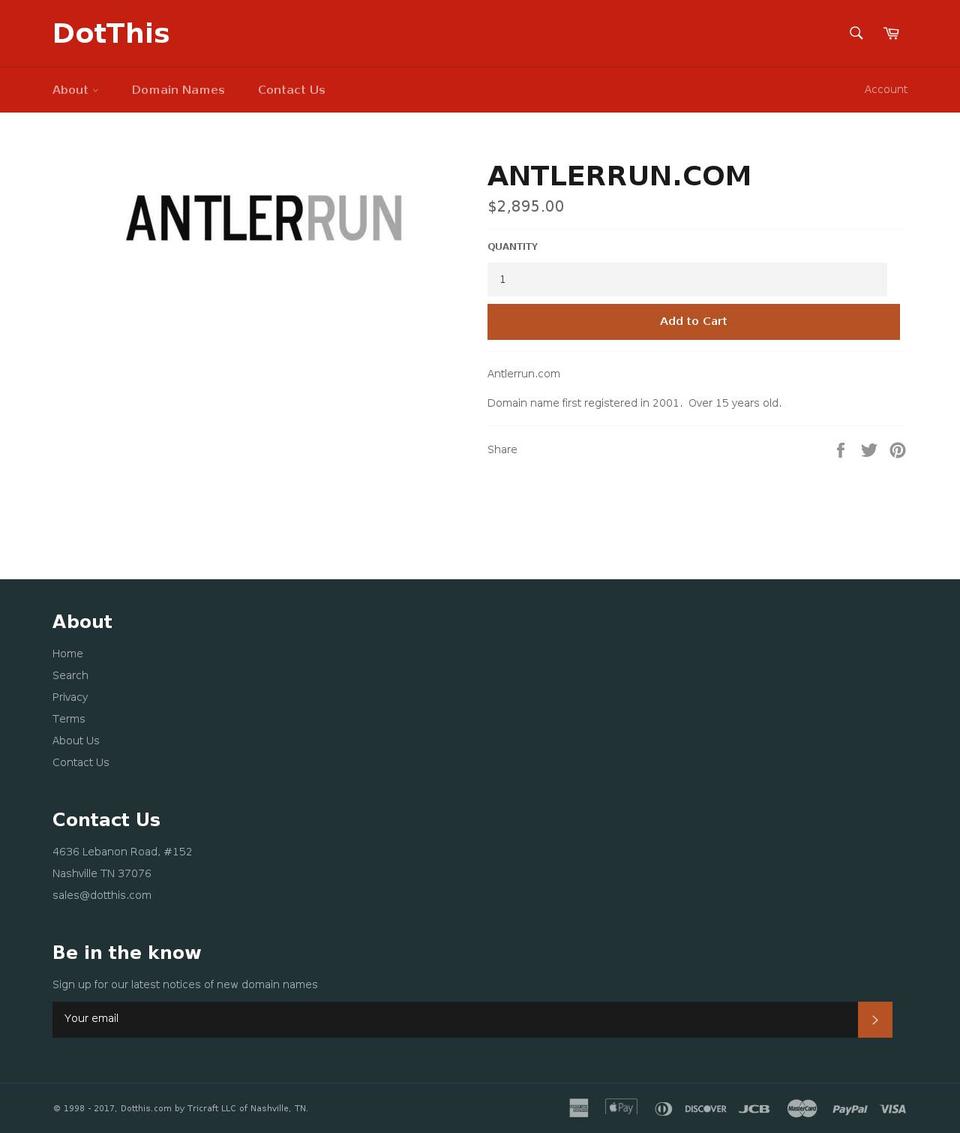 antlerrun.com shopify website screenshot