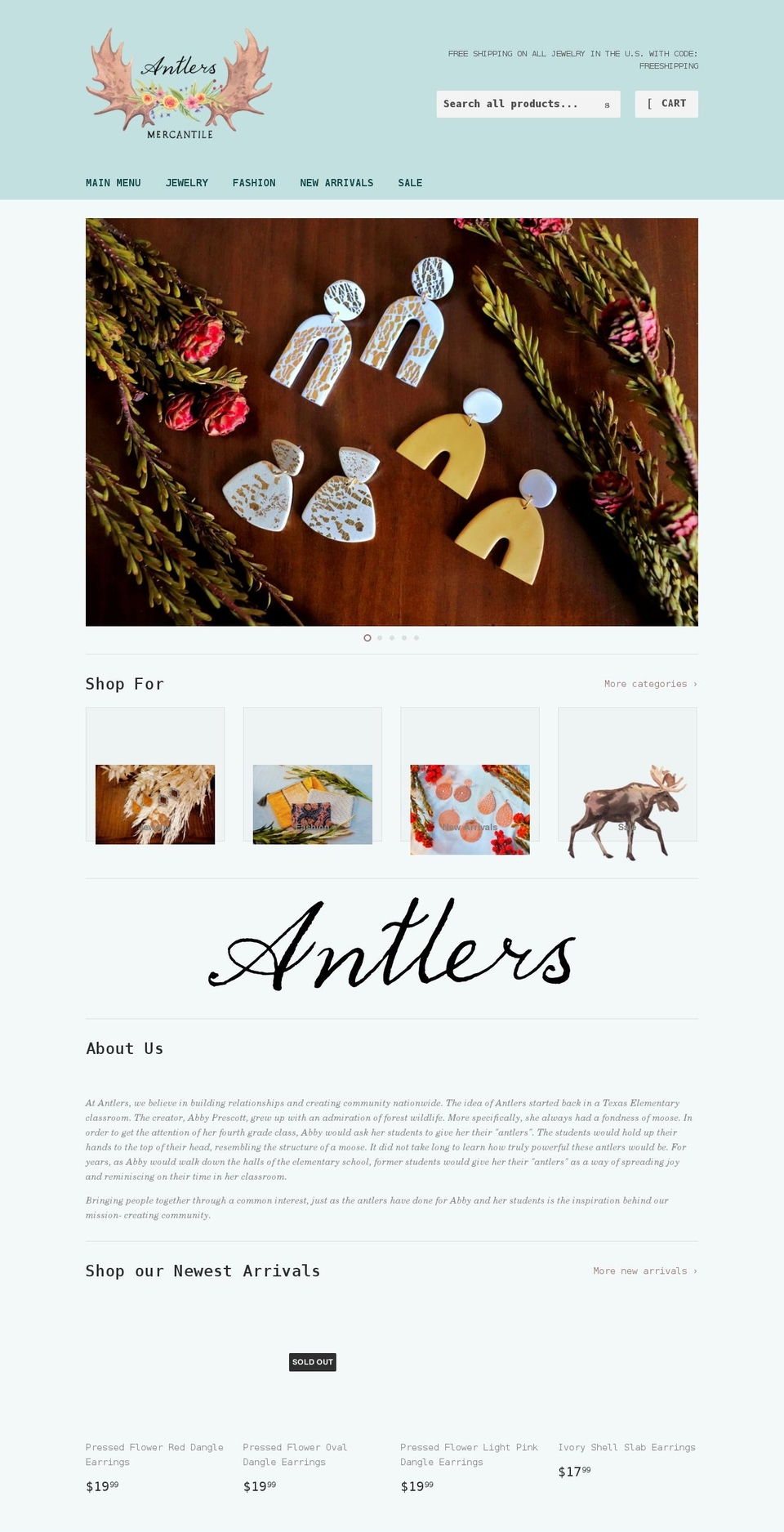 antlersmercantile.com shopify website screenshot