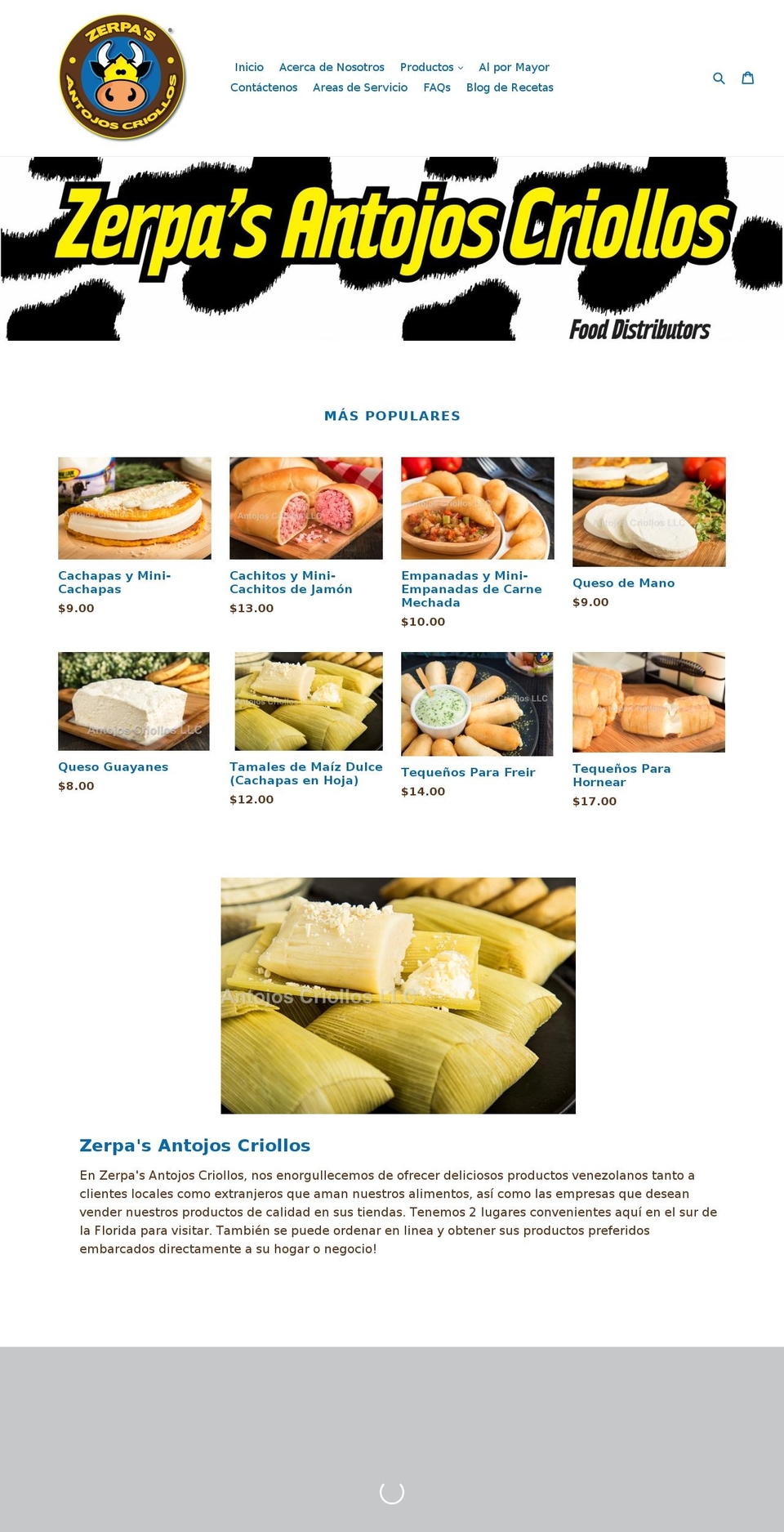 antojoscriollos.com shopify website screenshot