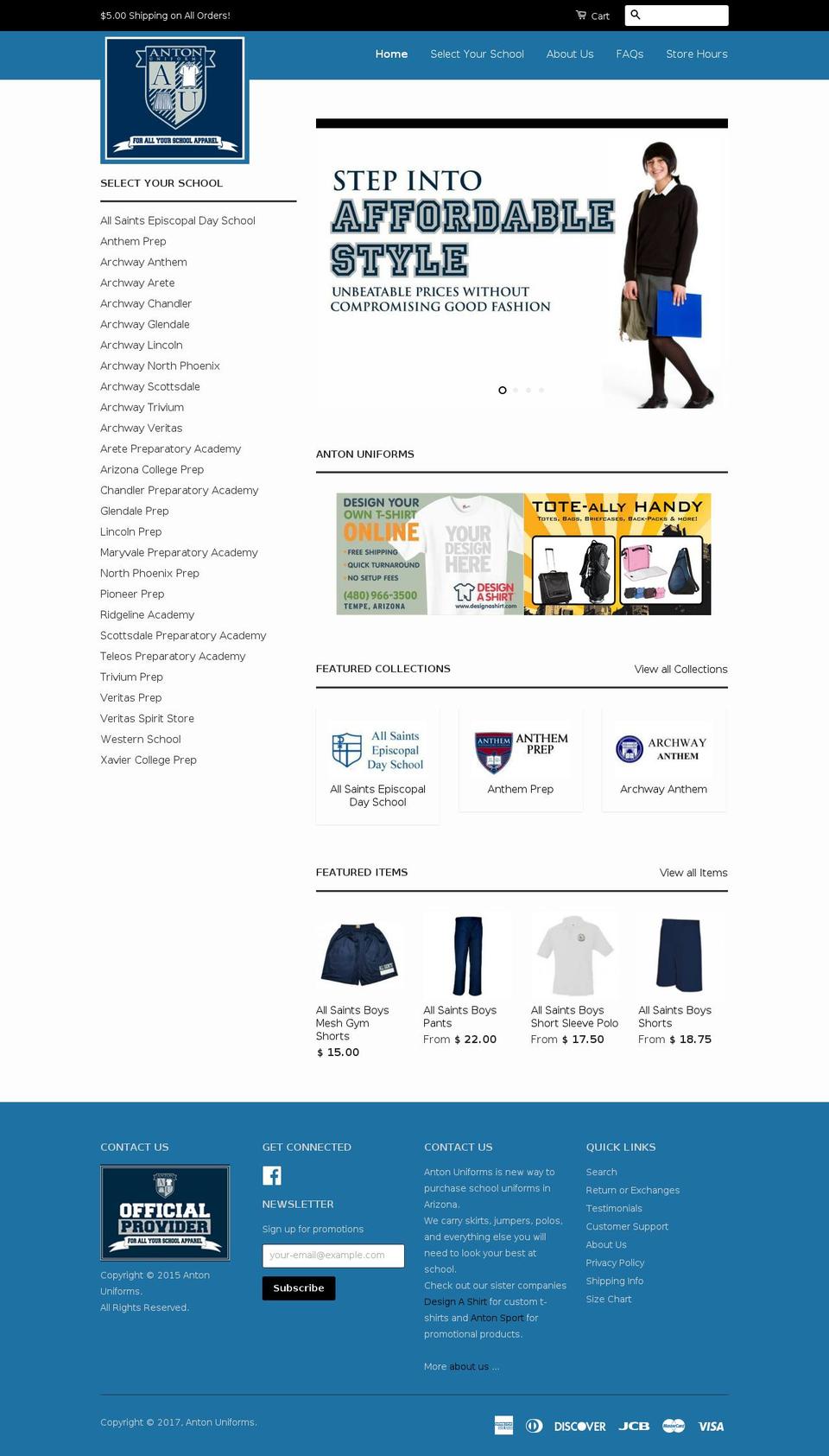 anton-uniform.com shopify website screenshot