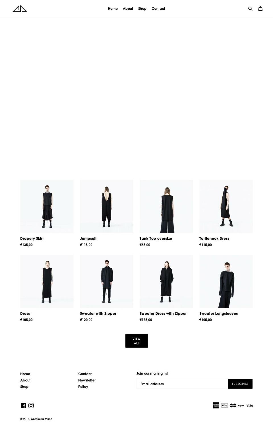 antonellamirco.com — Shopify storefront screenshot
