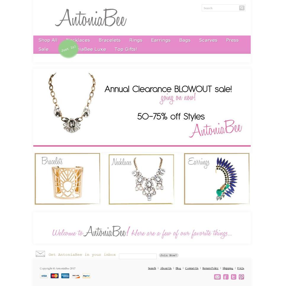 Adaptable Shopify theme site example antoniabee.com