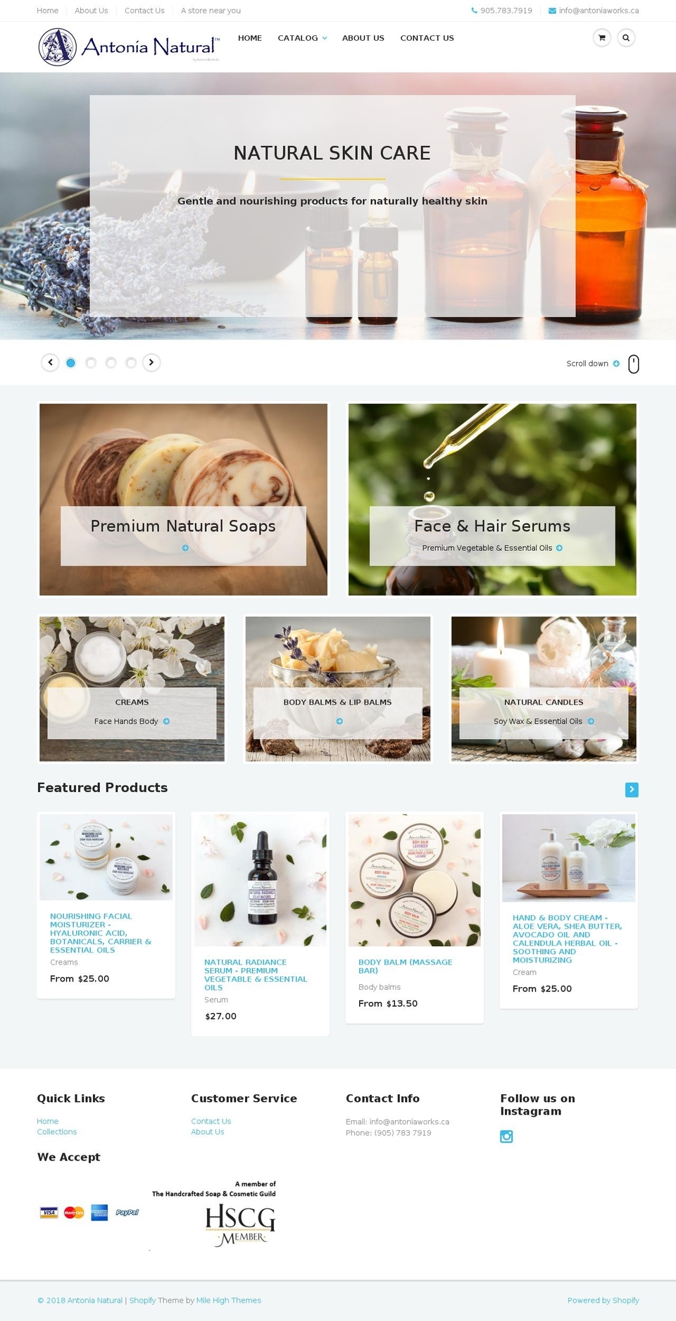 antonianatural.com — Shopify storefront screenshot