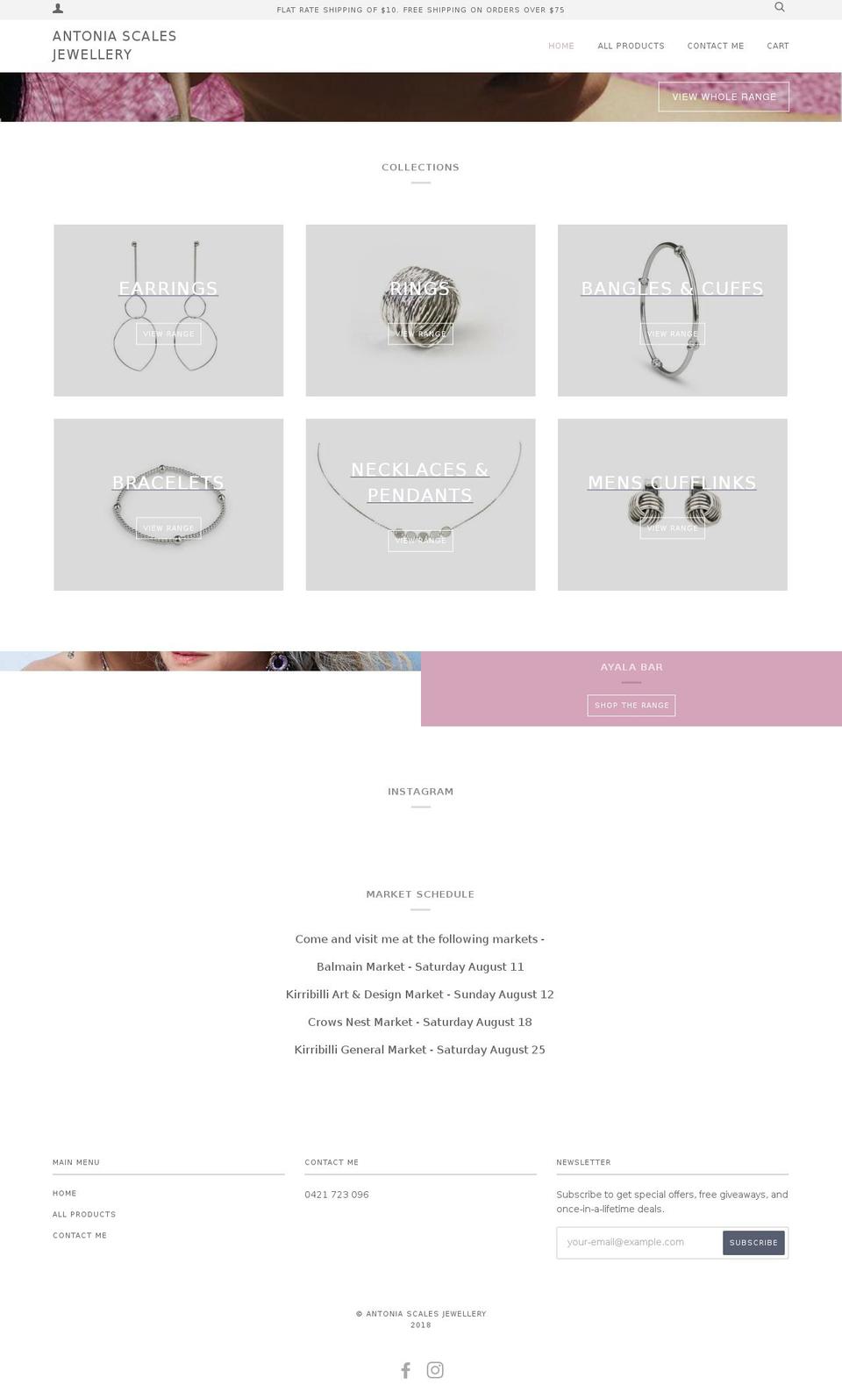 antoniascalesjewellery.com shopify website screenshot