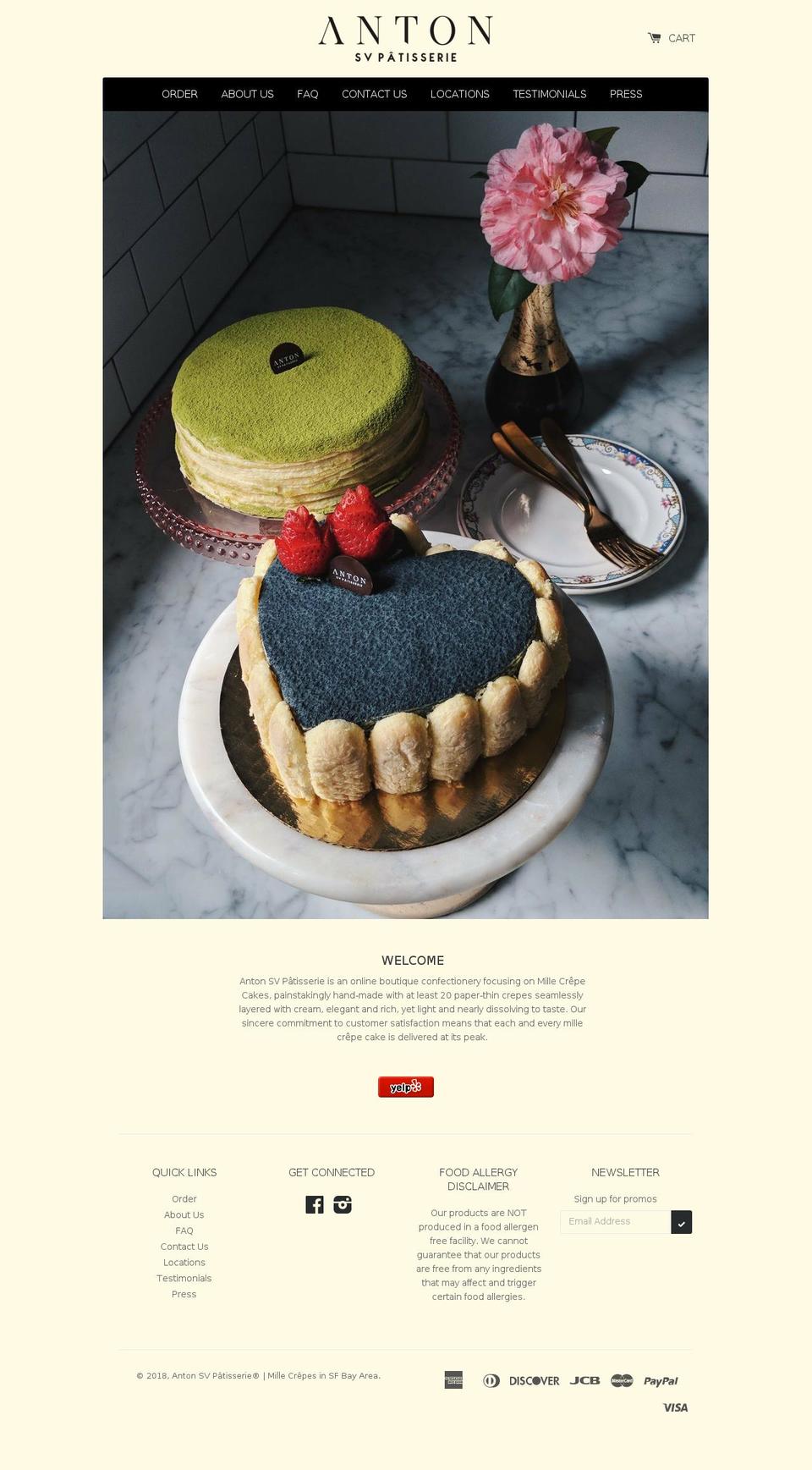 antonsvpatisserie.com shopify website screenshot