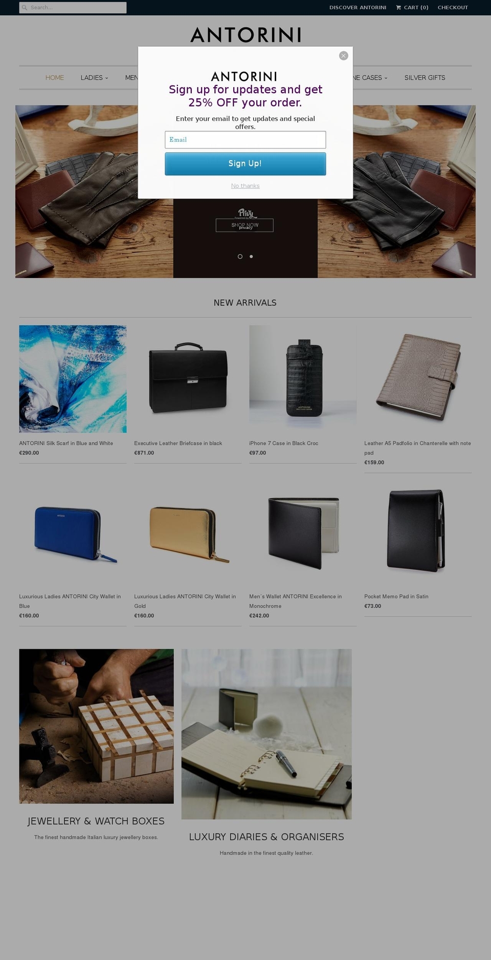 antorini.com shopify website screenshot