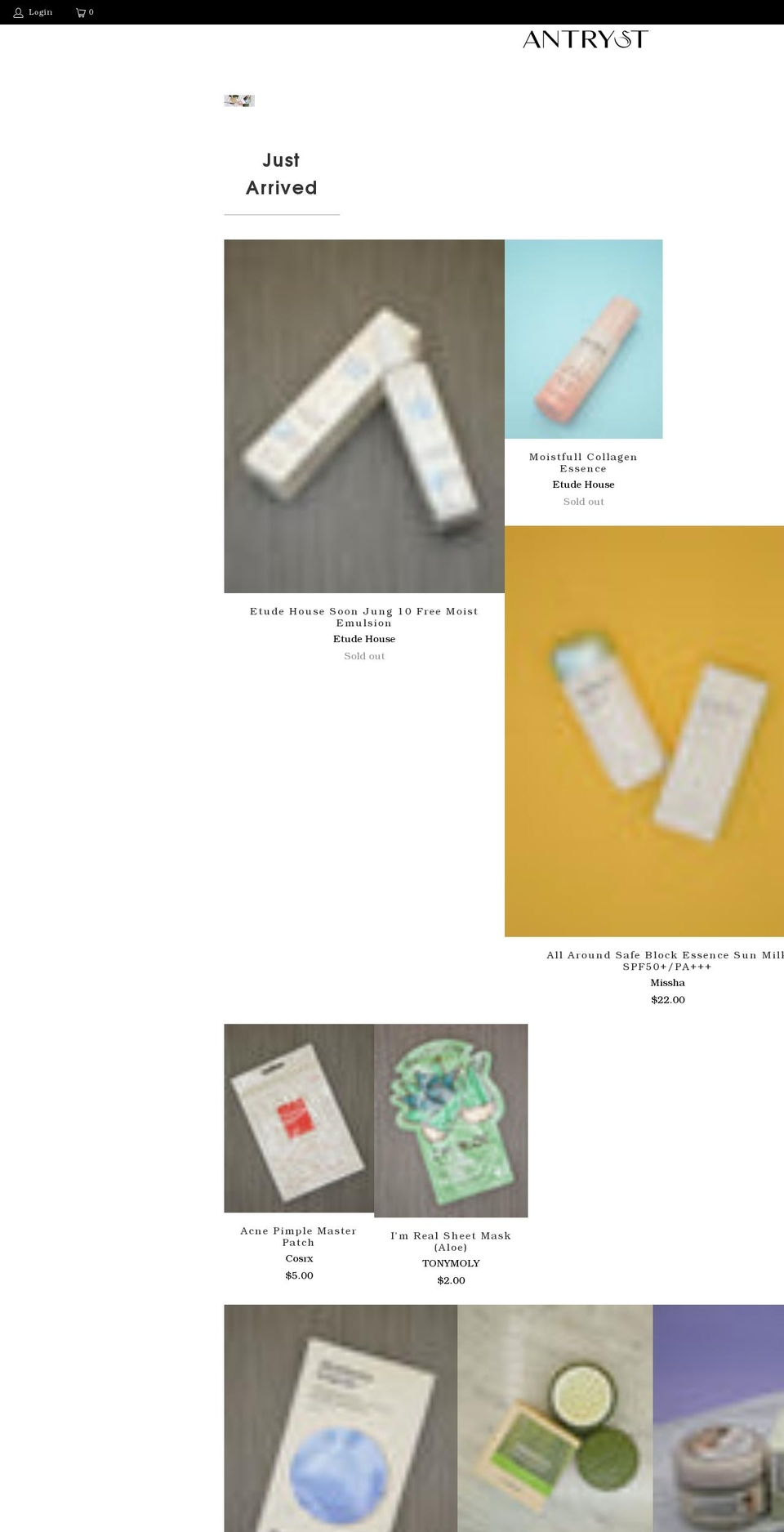antryst.com shopify website screenshot
