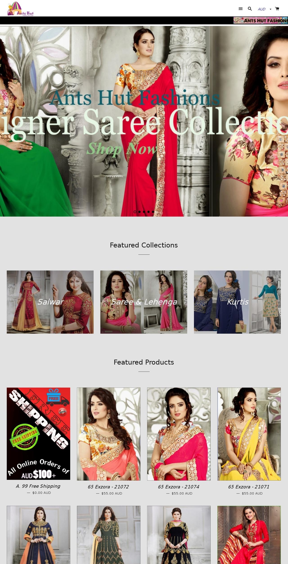 antshutfashions.com shopify website screenshot