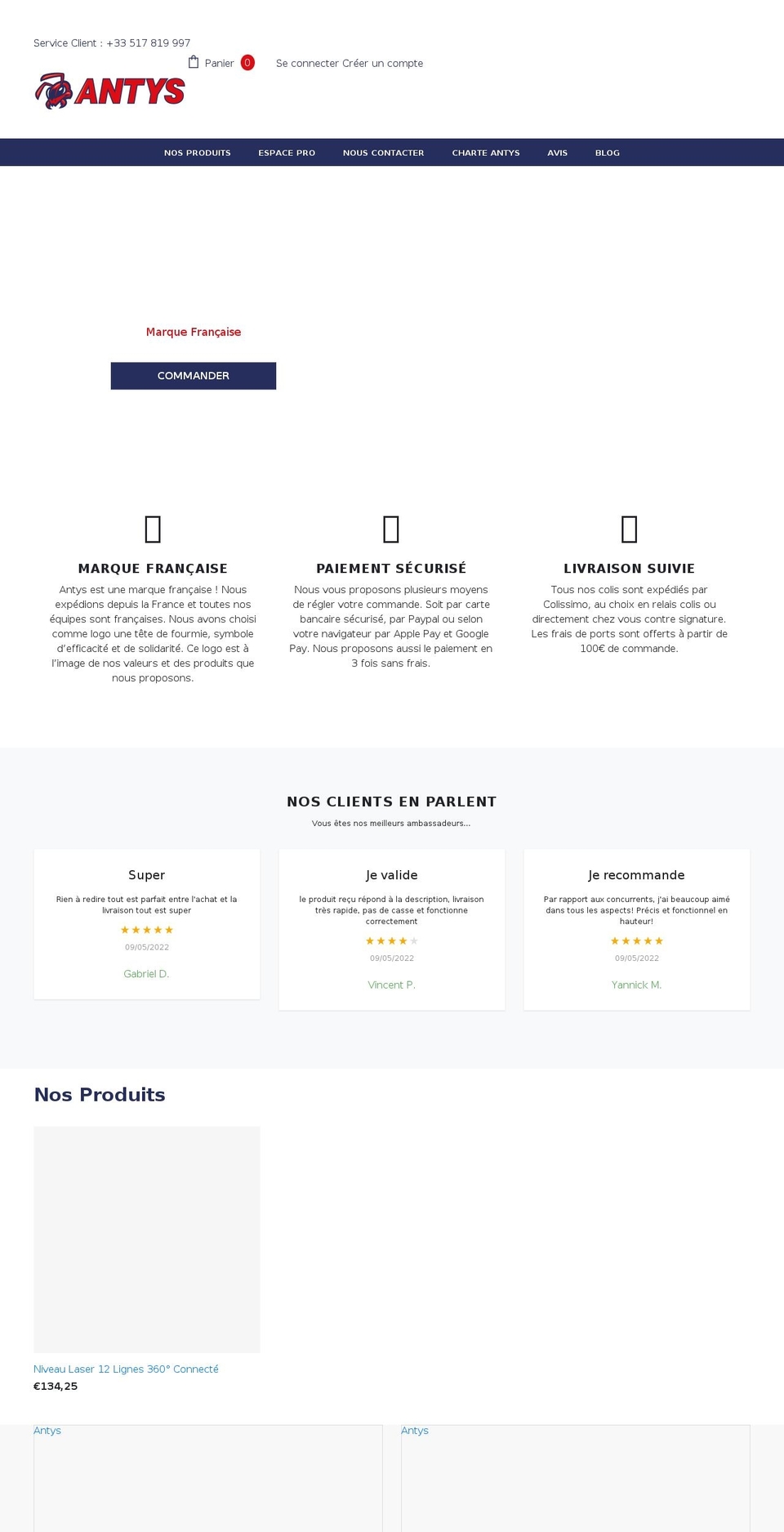 antys.fr shopify website screenshot