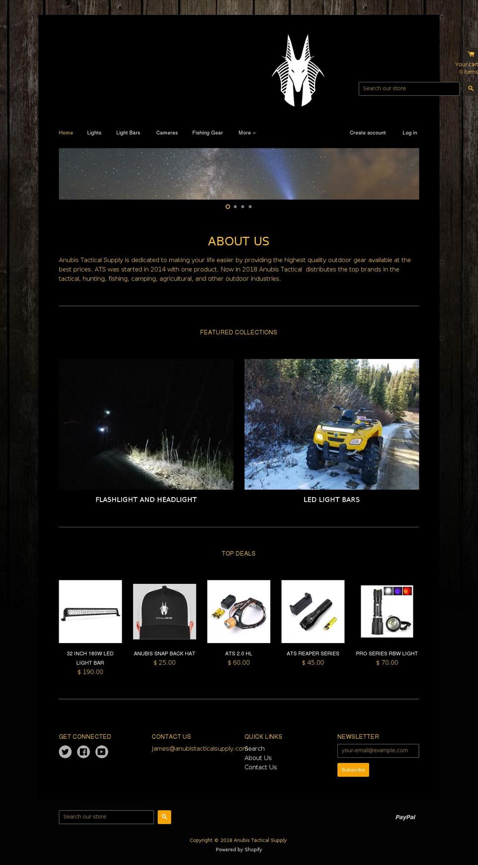 anubistactical.com — Shopify storefront screenshot