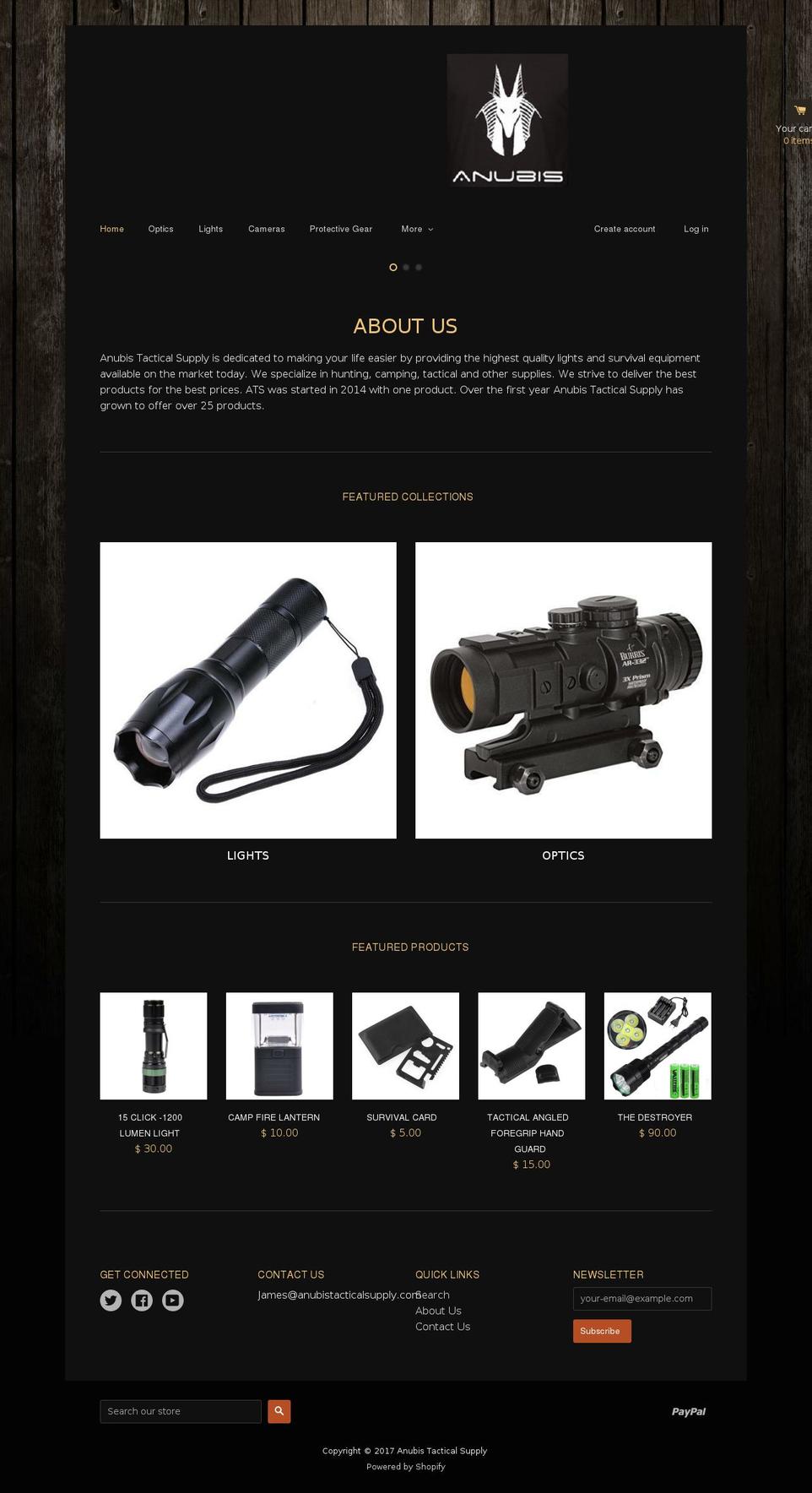 anubistacticalsupply.com shopify website screenshot