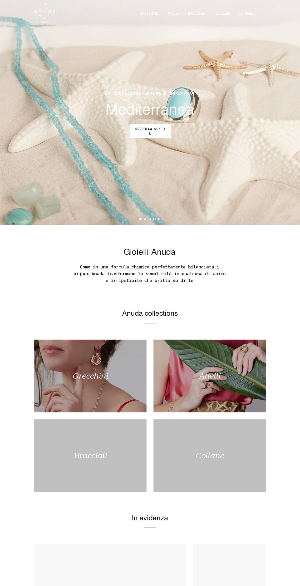 anudabijoux.com shopify website screenshot