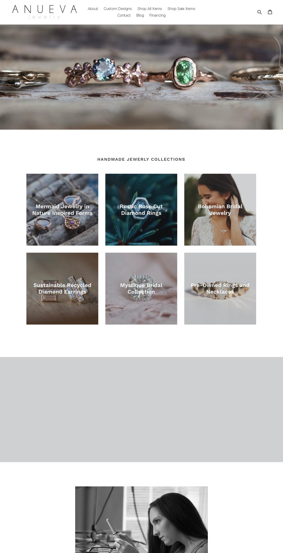 anuevajewelry.com shopify website screenshot