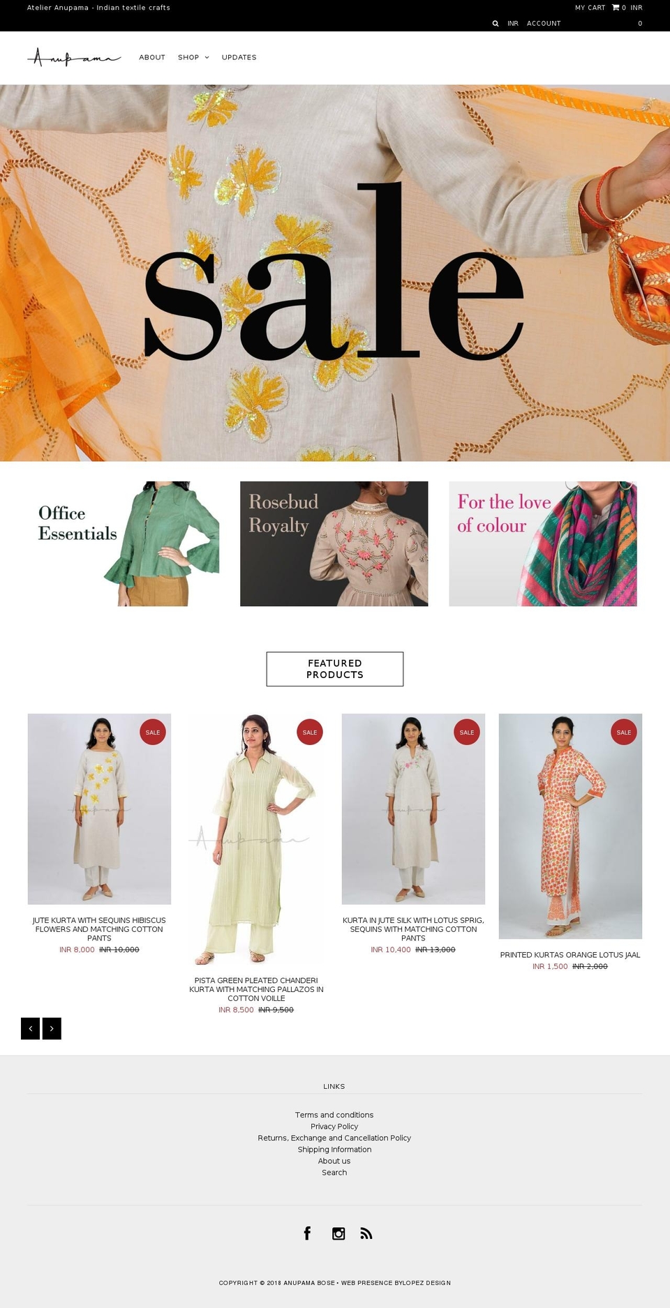 anupamabose.com — Shopify storefront screenshot