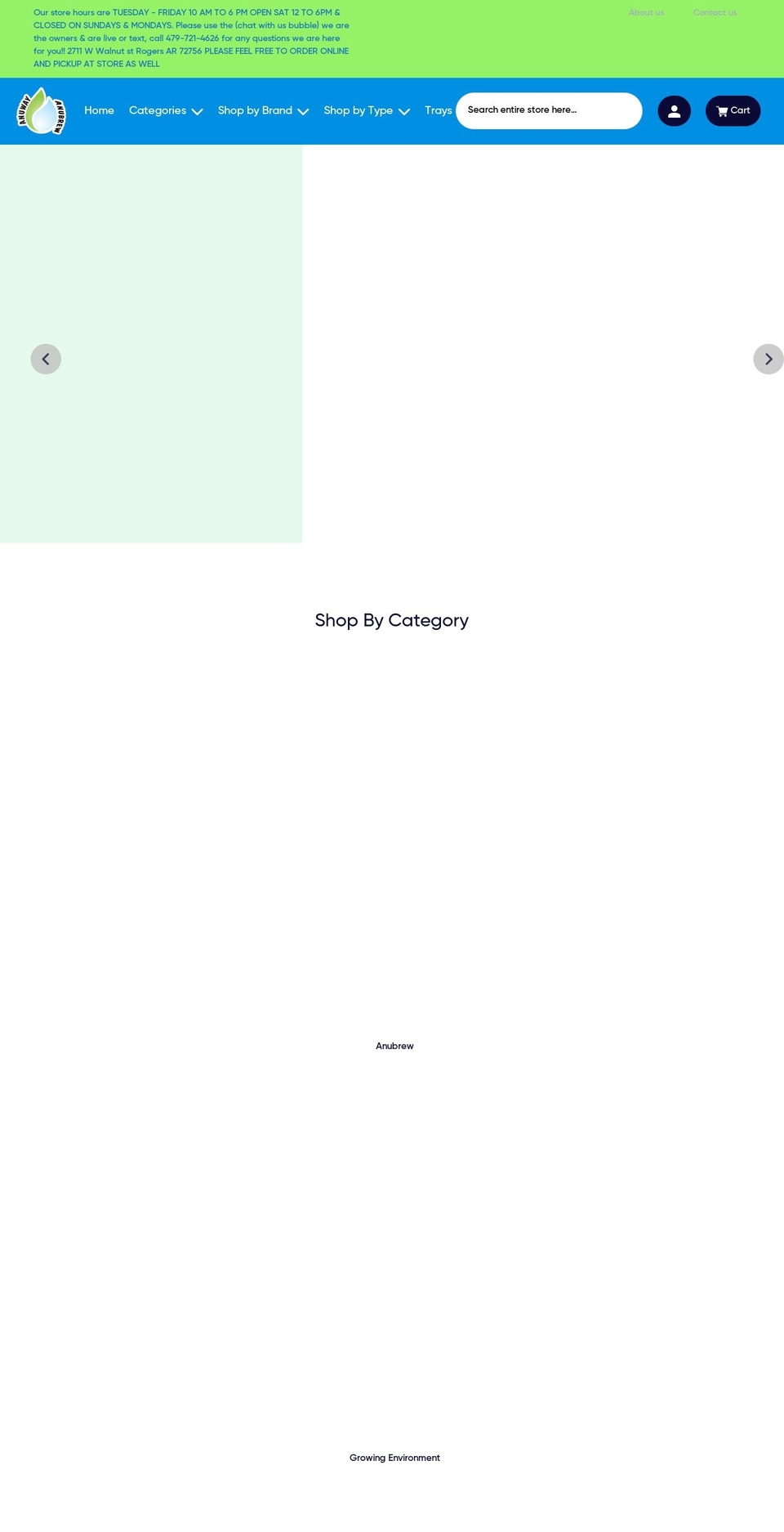 anuwayhydro.com shopify website screenshot