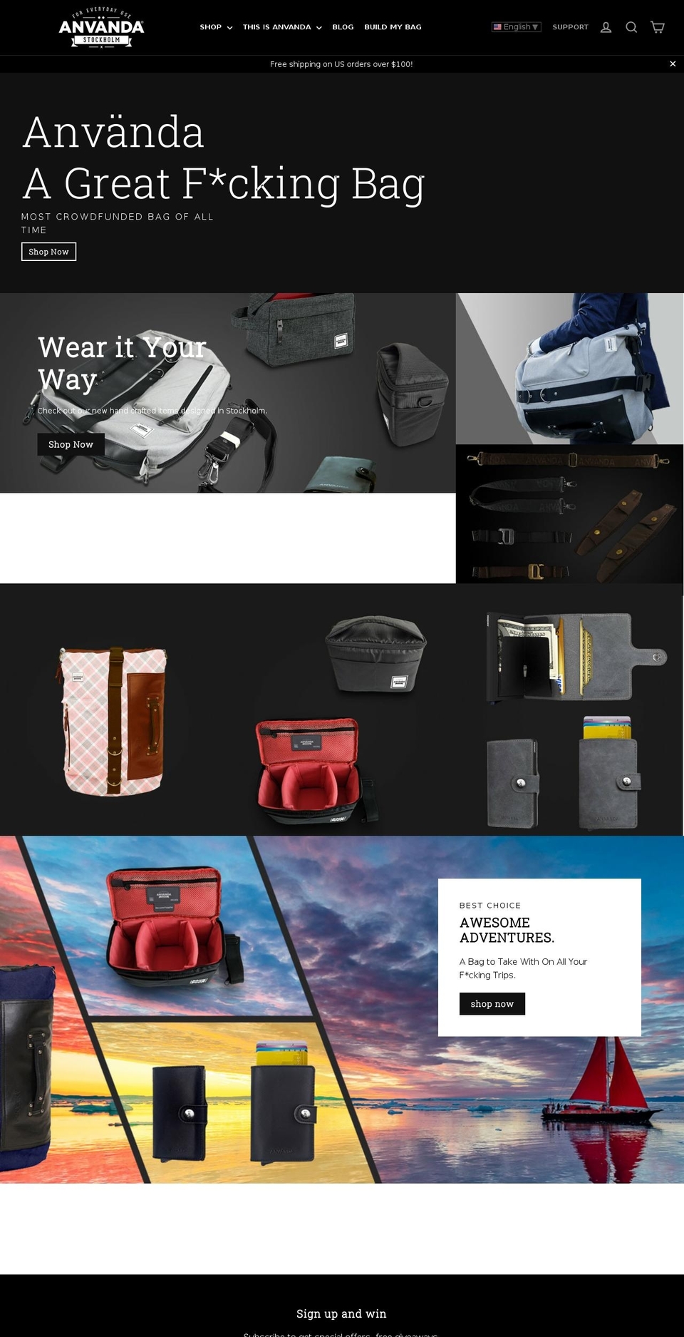 anvanda.com shopify website screenshot
