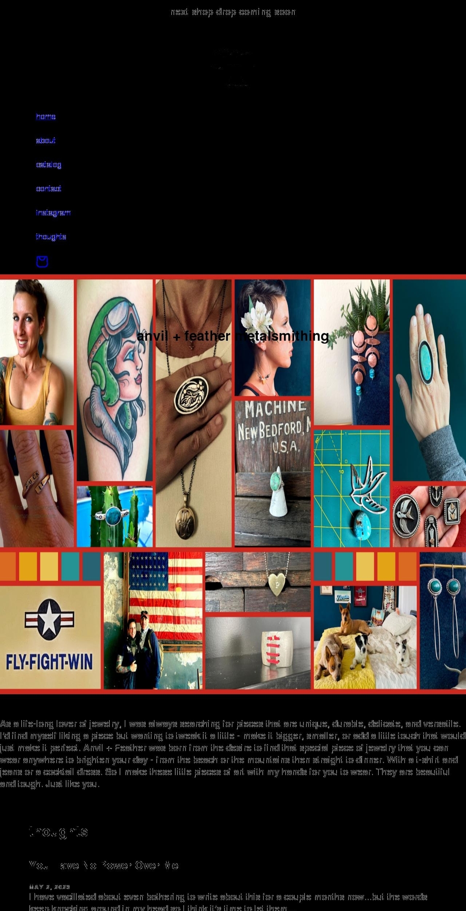 anvilandfeather.com shopify website screenshot