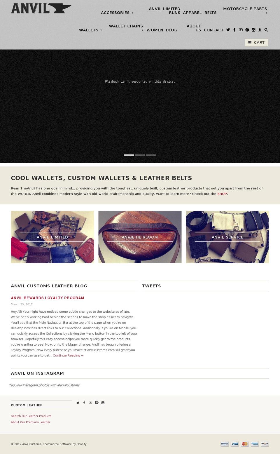 anvilcustoms.com shopify website screenshot
