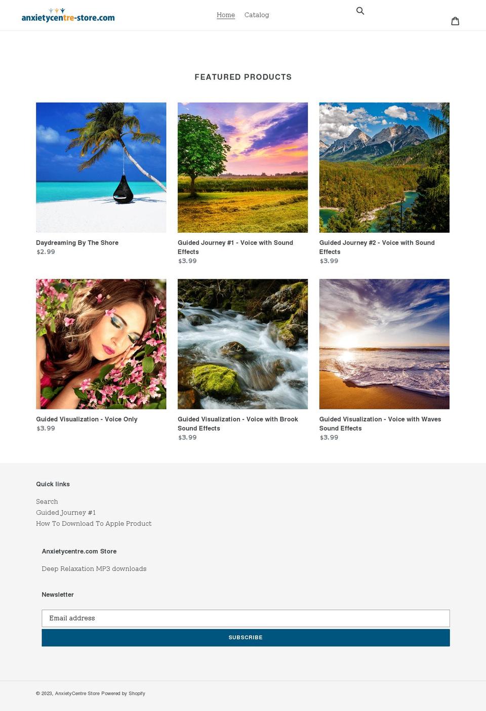 anxietycentre-store.com shopify website screenshot