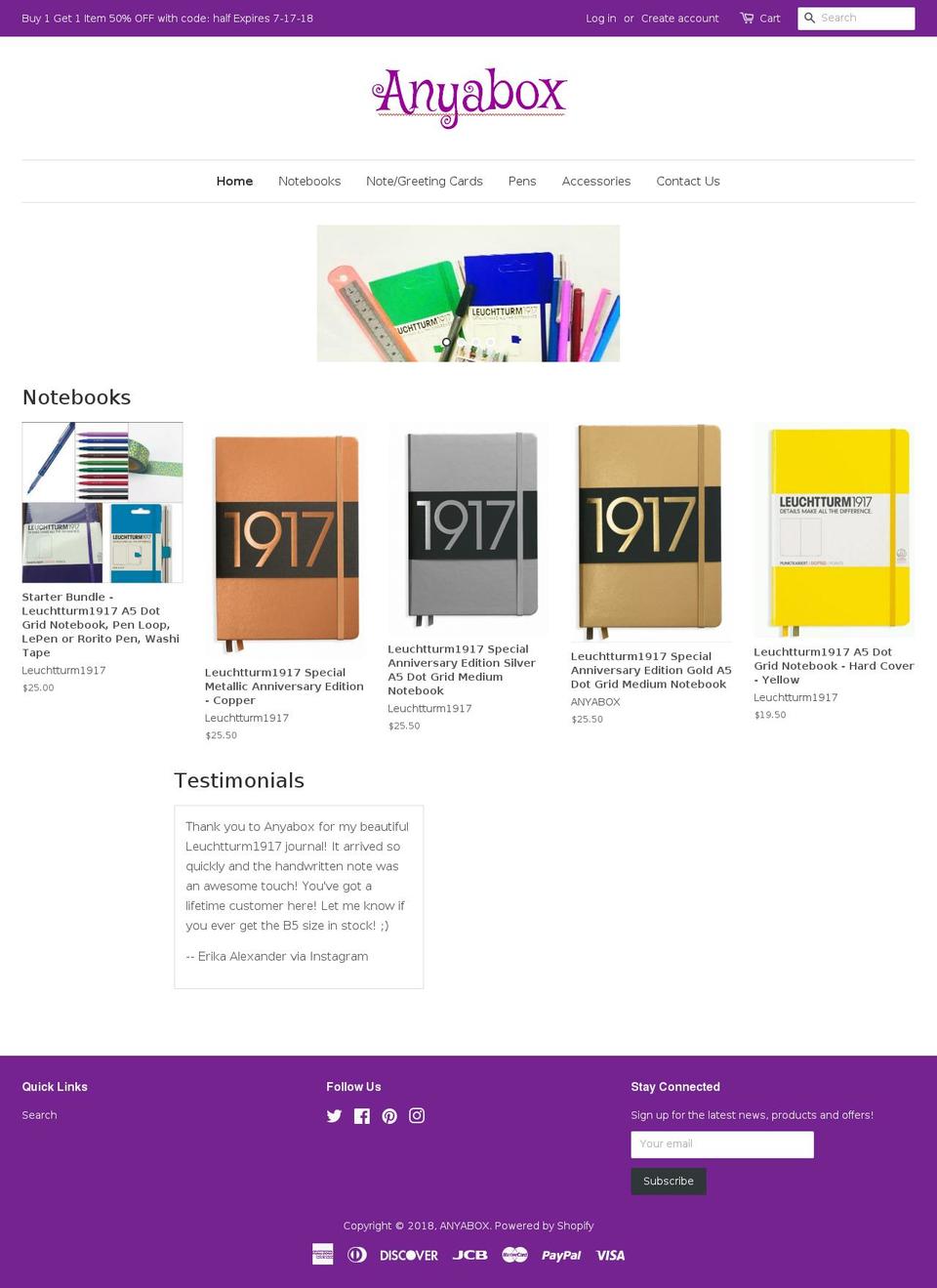 anyabox.com shopify website screenshot