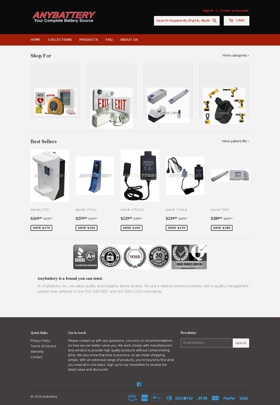 anybattery.org shopify website screenshot