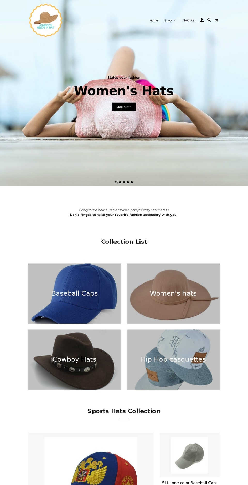 anybodyneedsahat.com — Shopify storefront screenshot