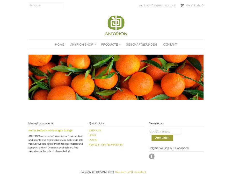 anyfion.org shopify website screenshot