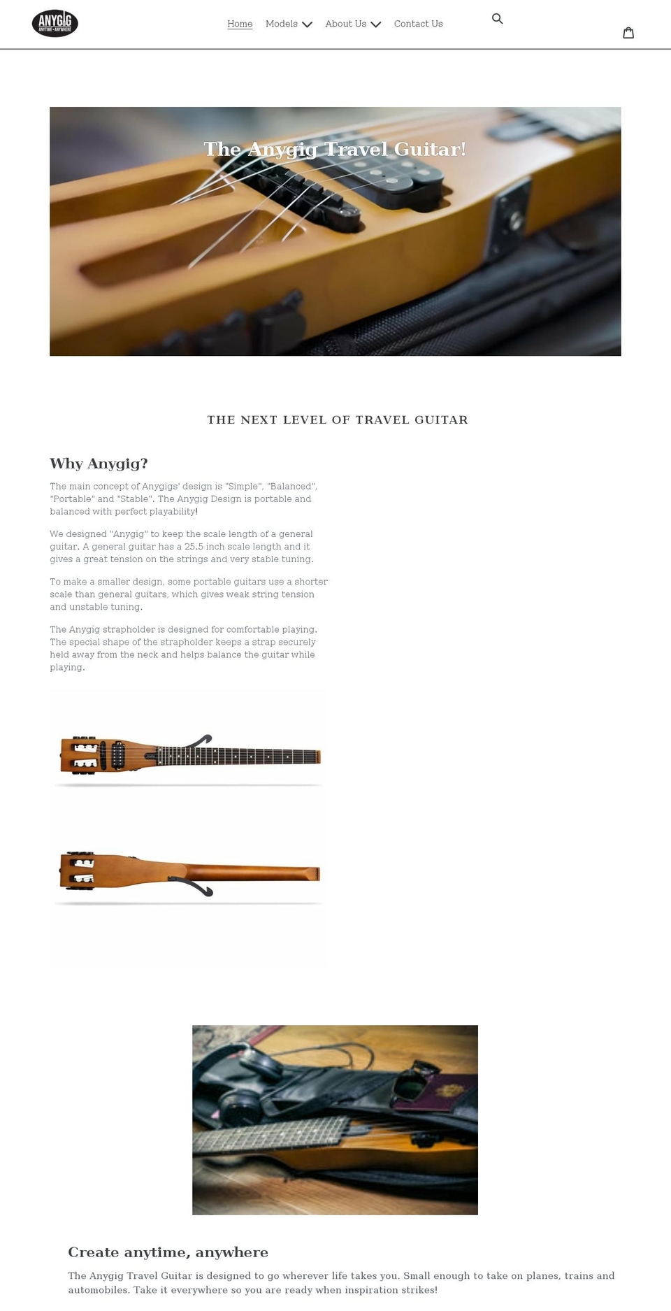 anygigguitar.com shopify website screenshot