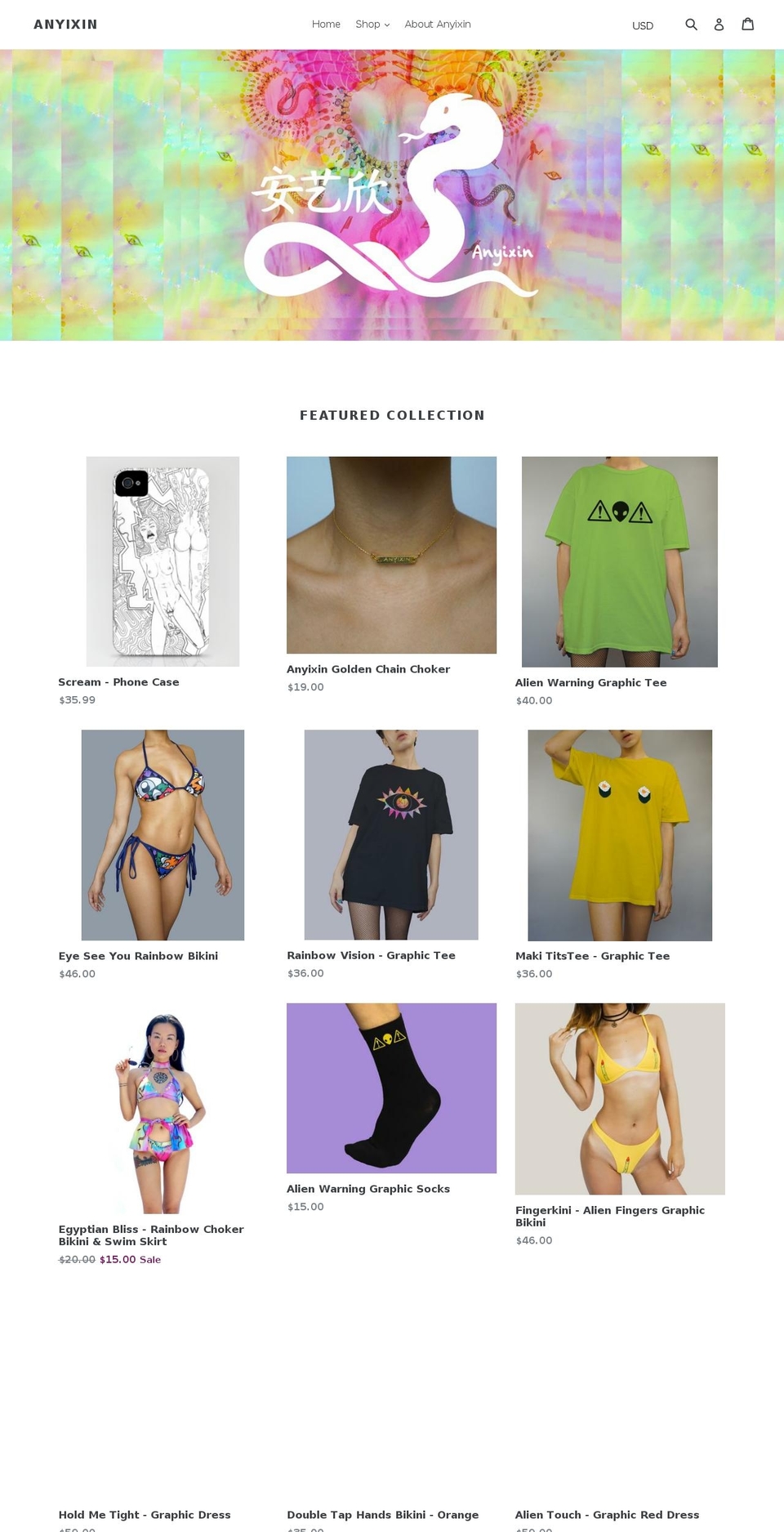 anyixinclothing.com — Shopify storefront screenshot