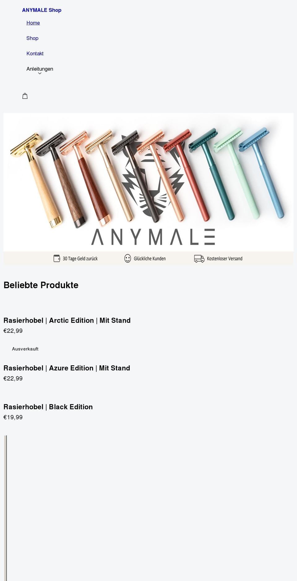 anymale.eu shopify website screenshot