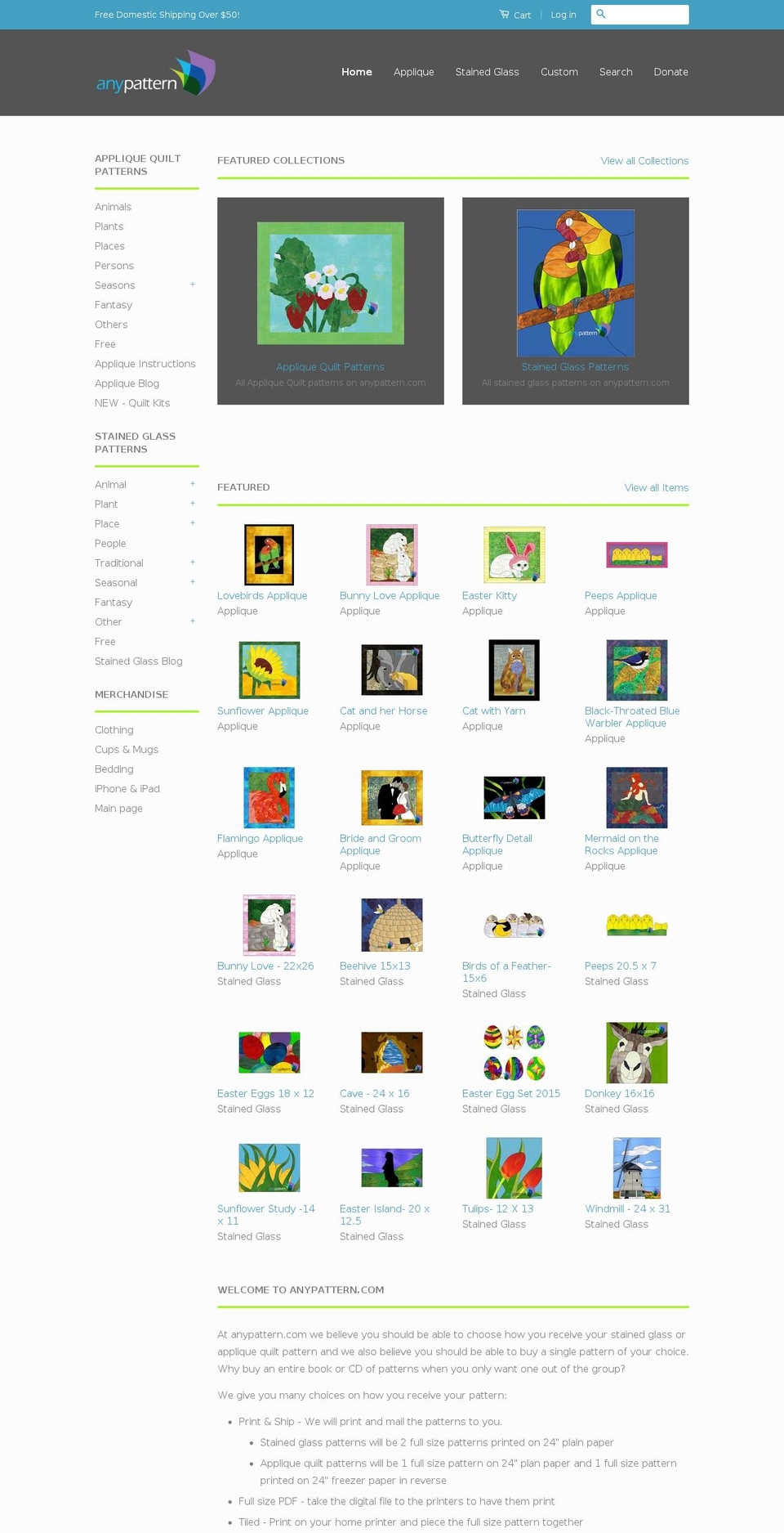 anypatterns.com shopify website screenshot