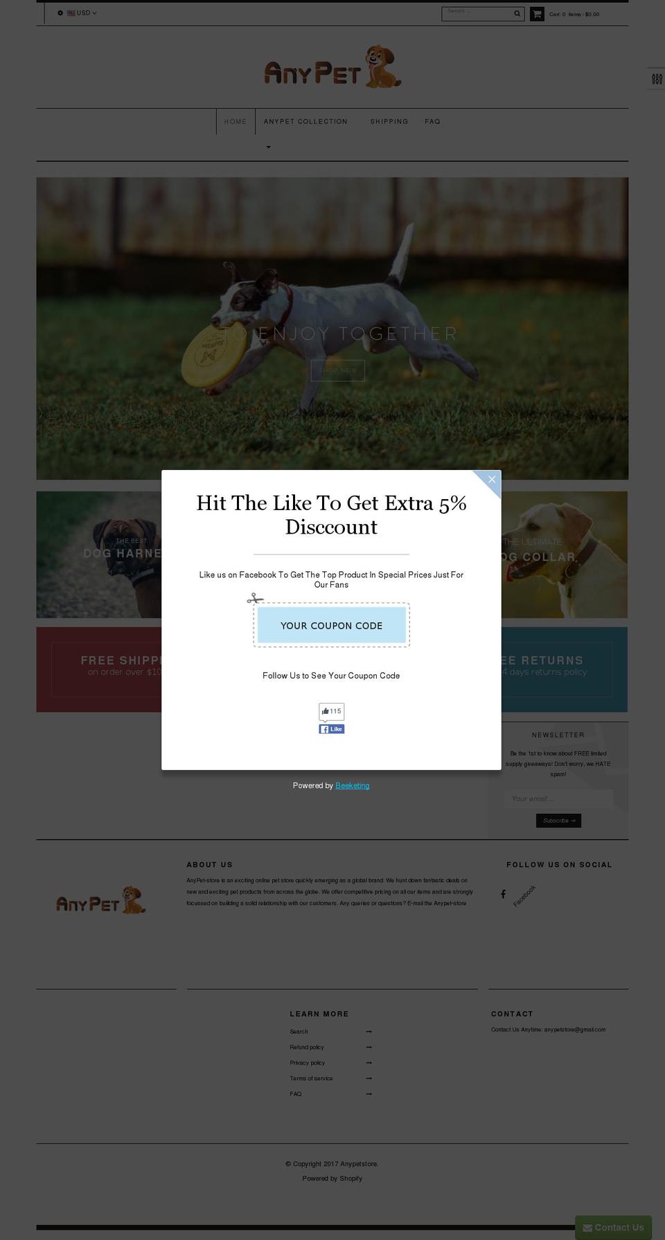 theme-1 Shopify theme site example anypetstore.com