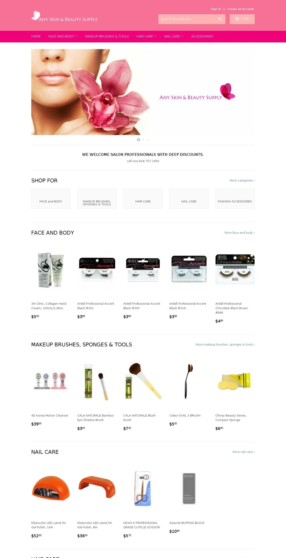 anyskinbeautysupply.com — Shopify storefront screenshot