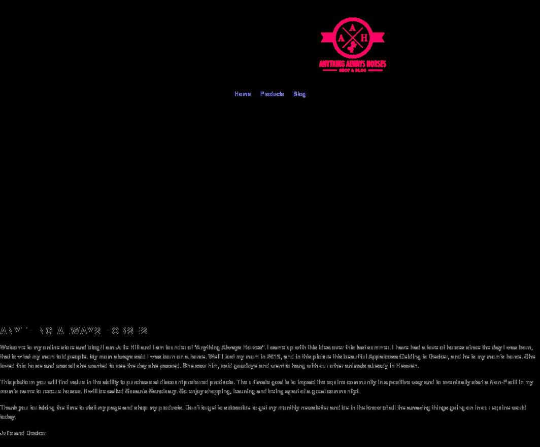 anythingalwayshorses.com shopify website screenshot