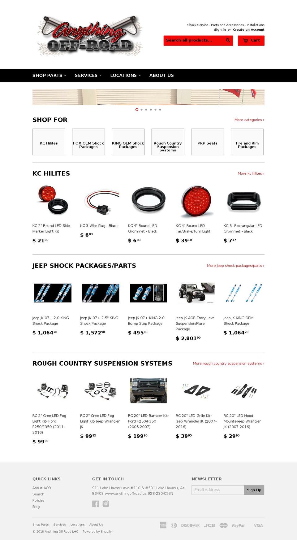 anythingoffroadlakehavasucity.com — Shopify storefront screenshot