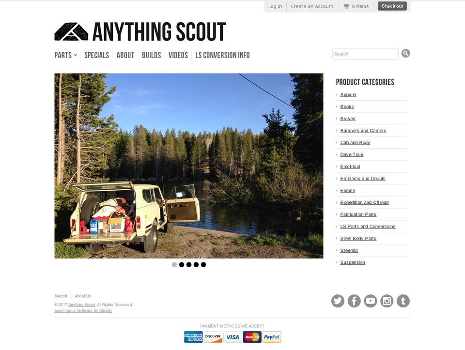 Galleria Shopify theme site example anythingscout.com