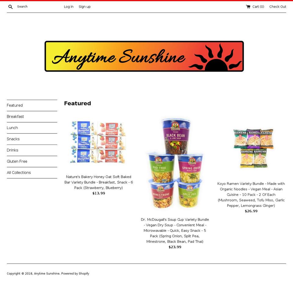 anytime-sunshine.store shopify website screenshot