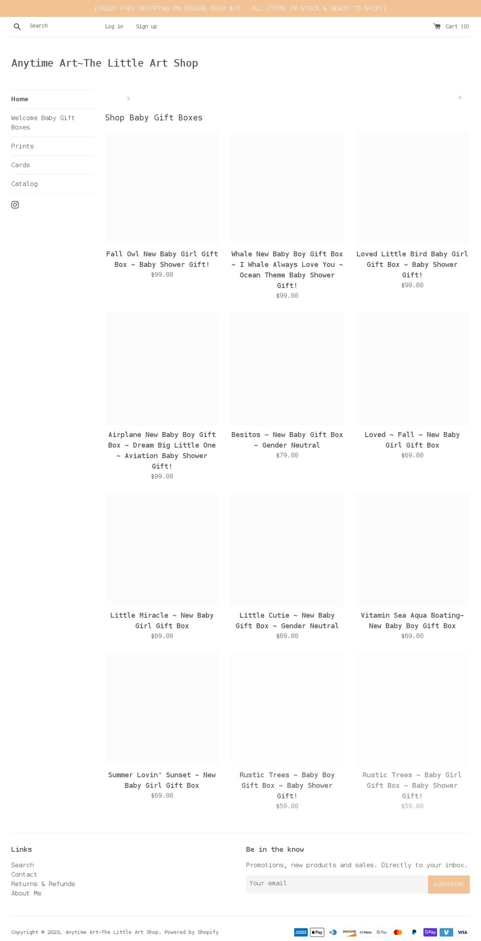 anytimeart.com shopify website screenshot