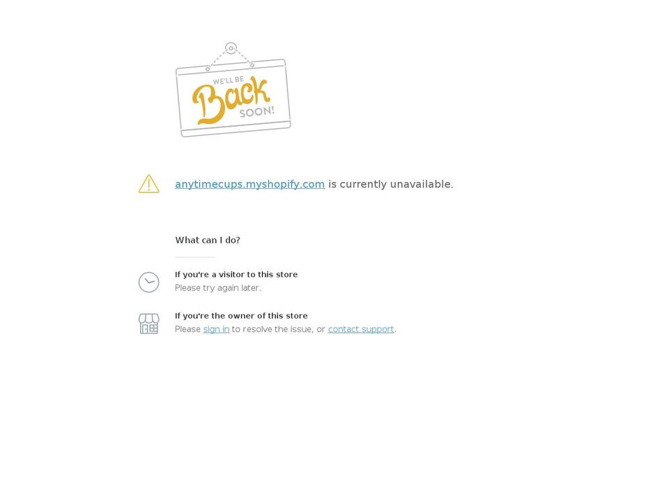 Ecomtrics Shopify theme site example anytimecups.myshopify.com