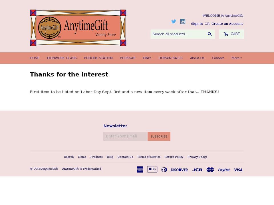 anytimegift.info shopify website screenshot