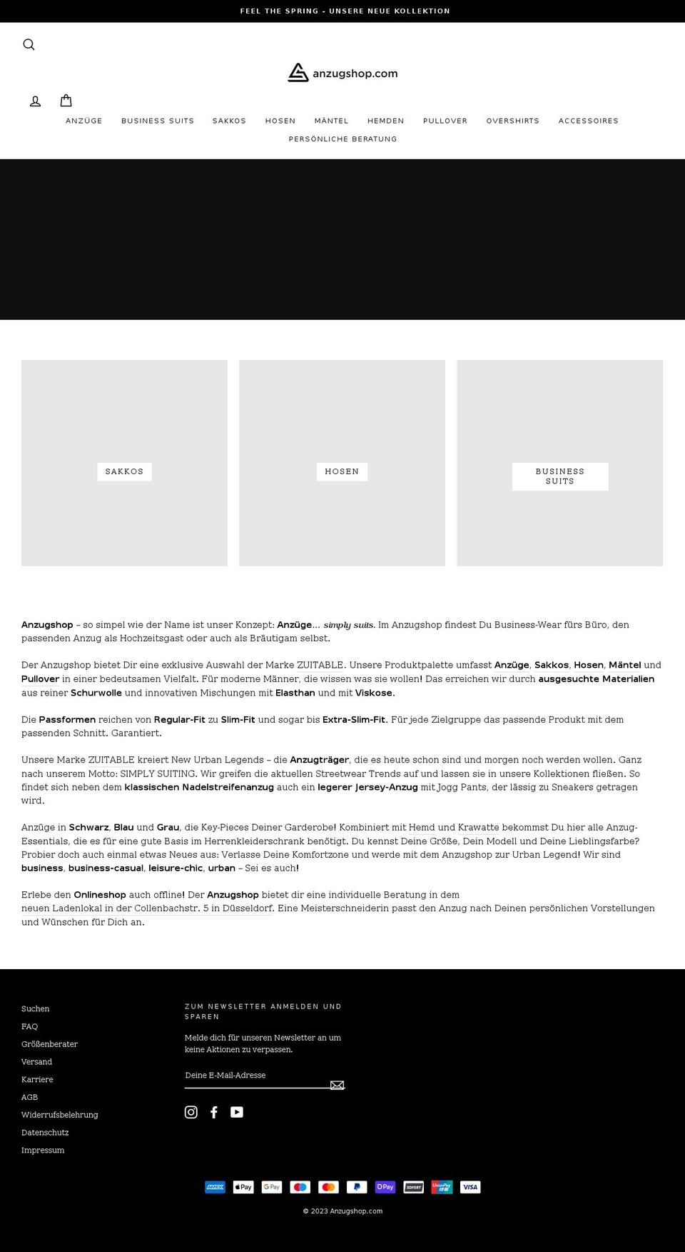 anzugshop.com shopify website screenshot