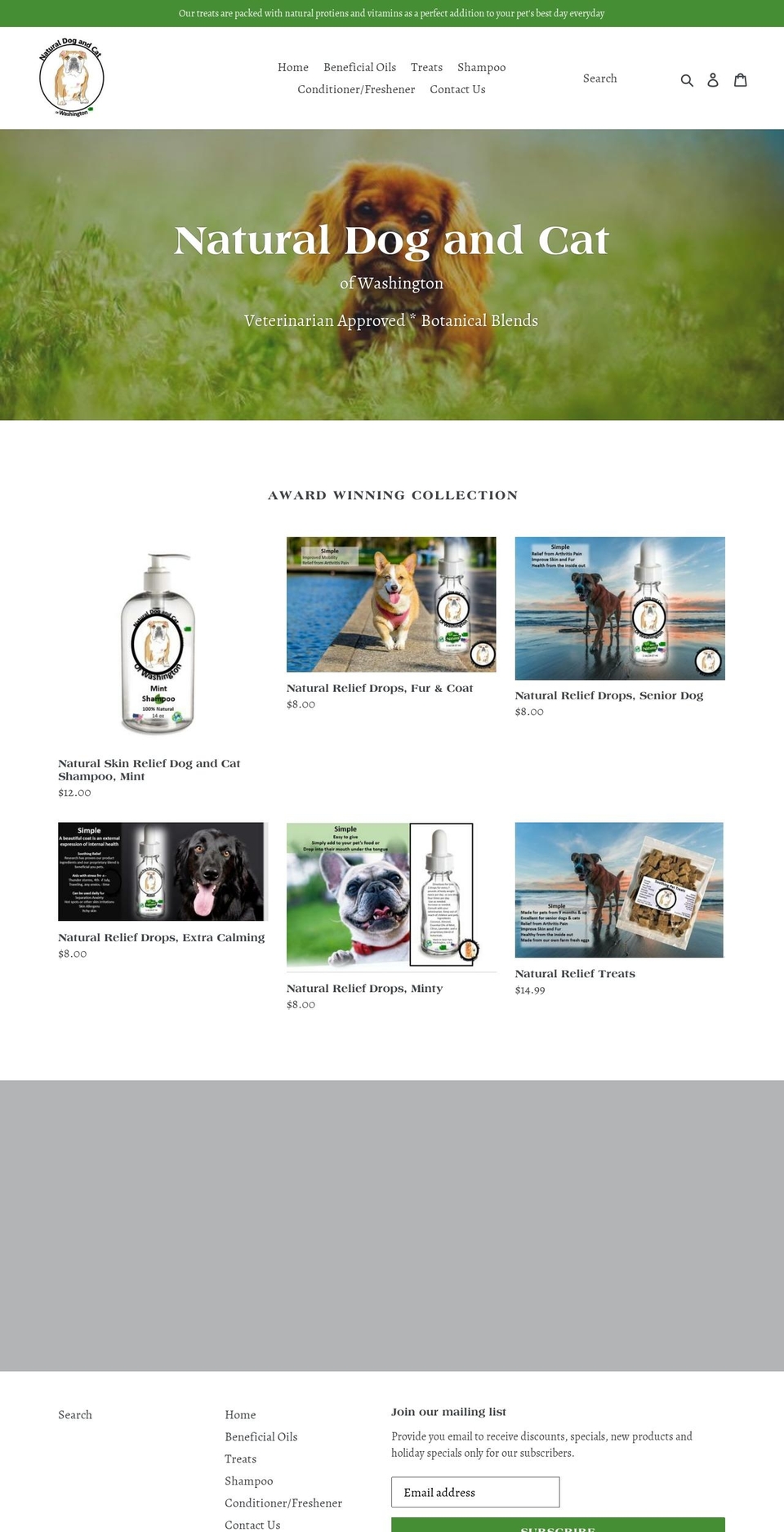 aoaonaturalpet.com — Shopify storefront screenshot