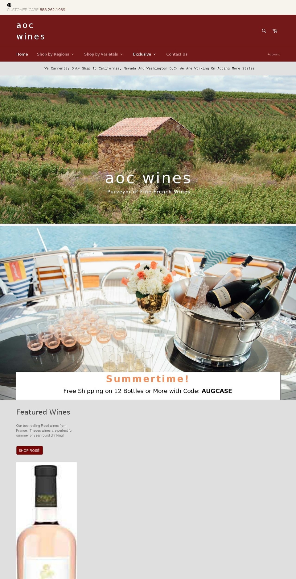 aocwines.com — Shopify storefront screenshot