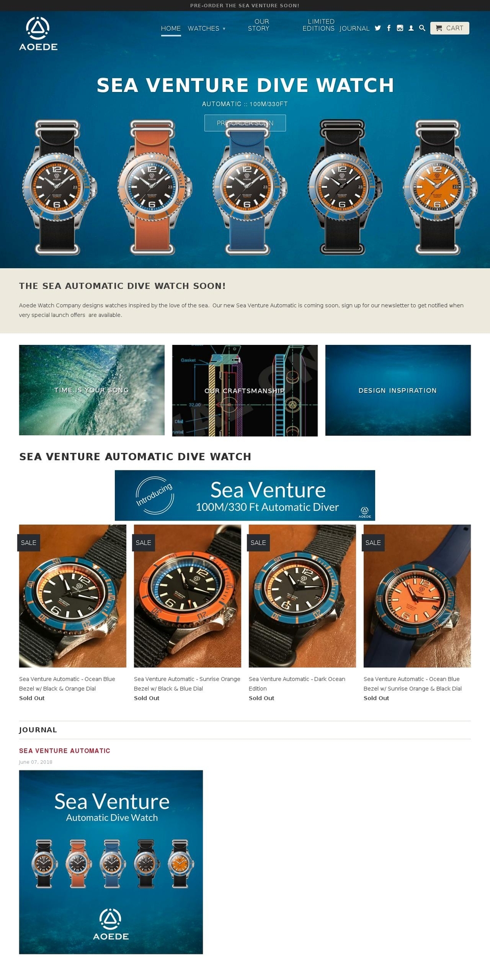 aoedewatches.com — Shopify storefront screenshot