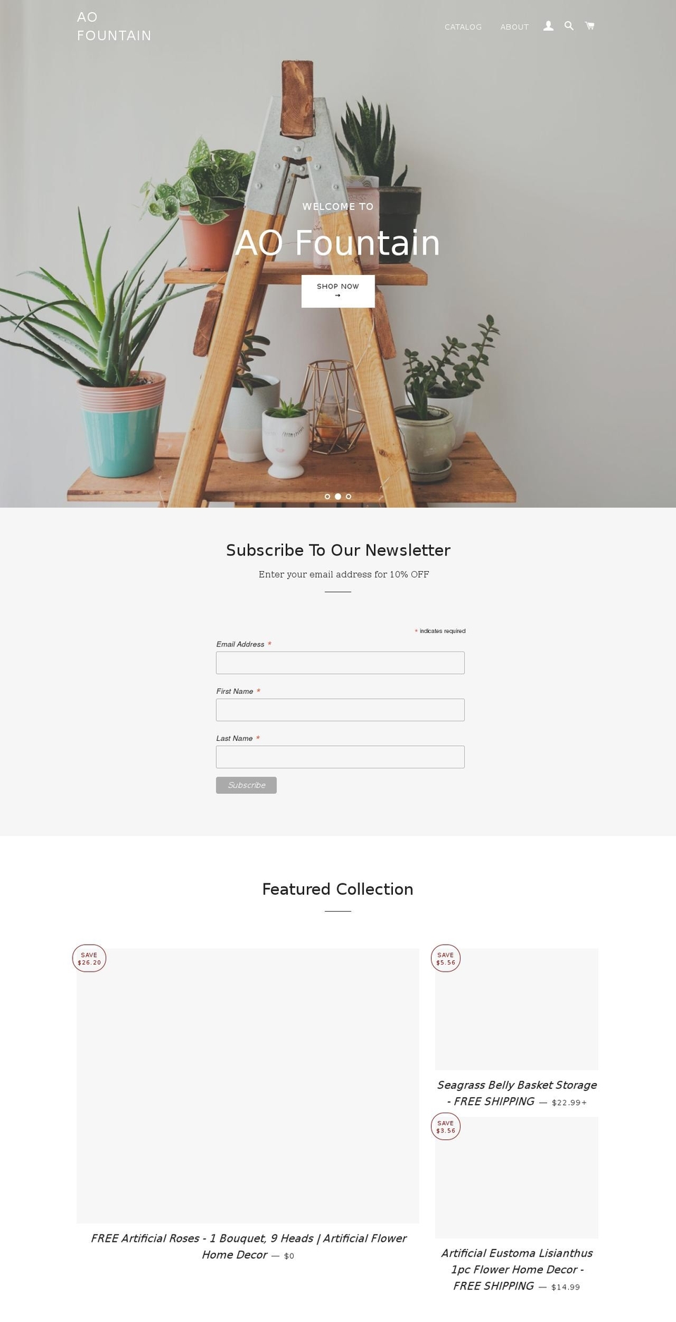 aofountain.com shopify website screenshot