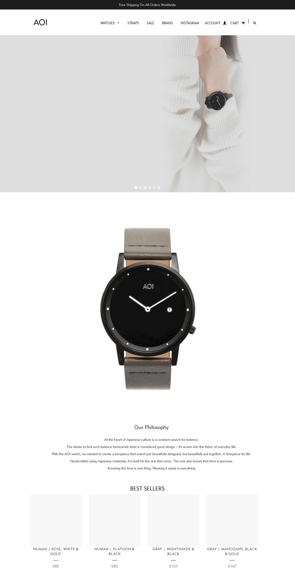 aoiwatchco.com — Shopify storefront screenshot