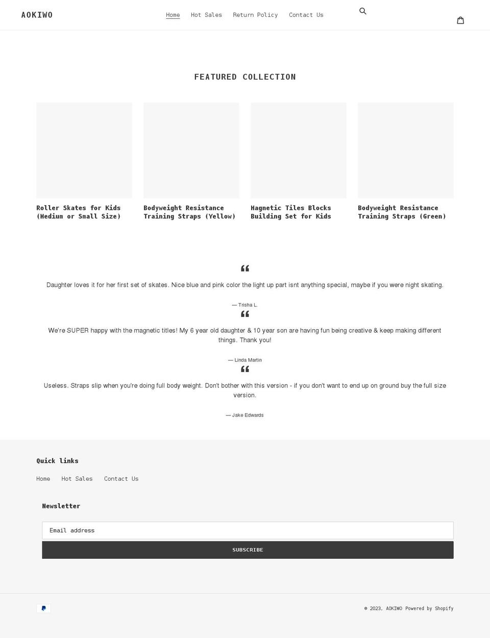 aokiwo.com shopify website screenshot
