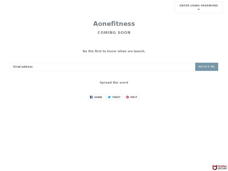aonefitness.com — Shopify storefront screenshot