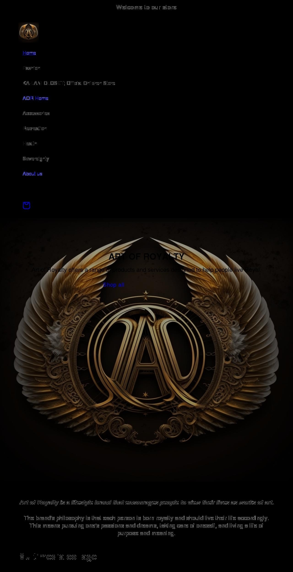 aoroyalty.com shopify website screenshot