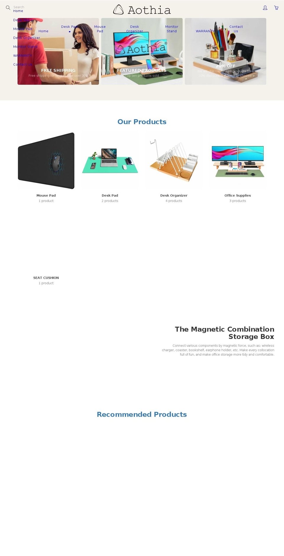aothia.com shopify website screenshot